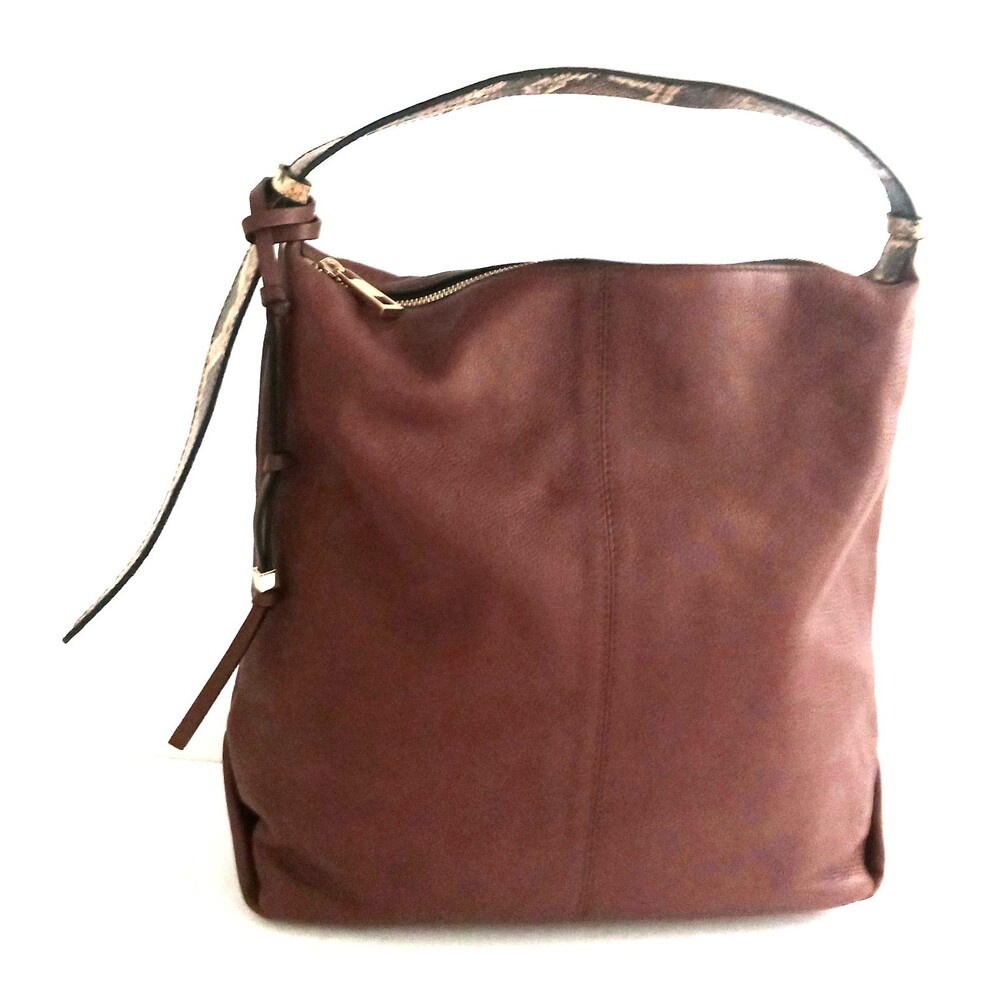 VC Vince Camuto Corin Lg Hobo Bag Bordeaux Brown Leather Snake Print Top Strap - Picture 14 of 14